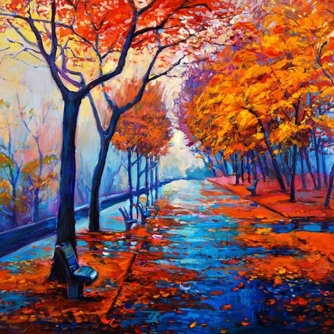 Tableau sur toile forêt peinture 45x45 cm - Impression sur Toile Murale Décorative - Image imprimée en HD sur Toile - Toile sur Châssis en Bois FSC - Fabriqué en France