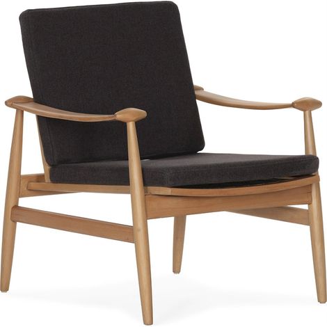 Fauteuil en hêtre et tissu noir - Naturel et noir (1/5)