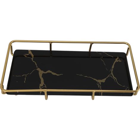 Plateau de Salle de Bain Moderne Style Anti-Dérapant pour Évier de Cuisine et Comptoir, Organisateur de Rangement, Noir (1/5)