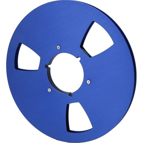 Bobine réceptrice vide 1/4" (10,5 pouces) à 3 trous, en alliage d'aluminium, ouverture universelle, pour magnétophone Pioneer bleu. (1/5)