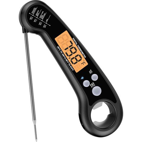 Thermomètre à viande à lecture rapide pour le barbecue et la cuisson - Thermomètre alimentaire numérique précis avec sonde pliable rétroéclairée-AquaForge (1/5)