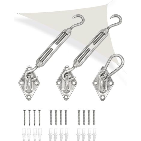Fixation Toile Ombrage Triangulaire - Kit pour Voile Solaire - Attache Protection Soleil (1/5)