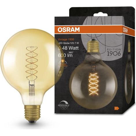 OSRAM Lampada LED Vintage 1906 vetro dorato, 4,8W, 420lm, forma Globo con diametro 125mm e attacco E27, luce bianca calda, filamento a spirale, dimmerabile, durata fino a 15.000 ore (1/5)