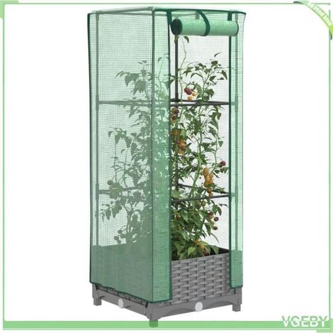 4015851 Jardinière surélevée avec housse aspect rotin 40x40x123 cm (1/5)