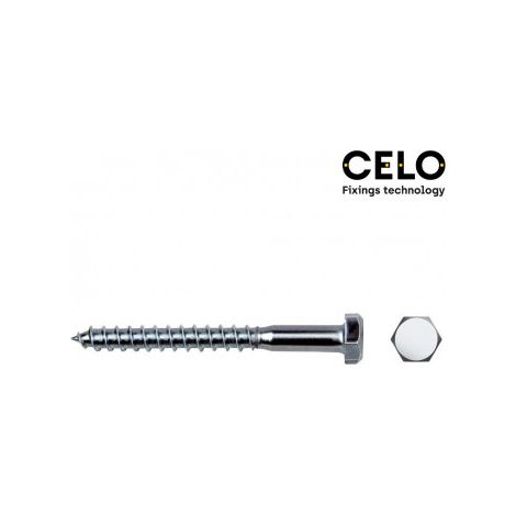 Tornillo tirafondo CELO DIN 571 50 mm Ø 6 mm Hexagonal Zincado (250 Unidades)