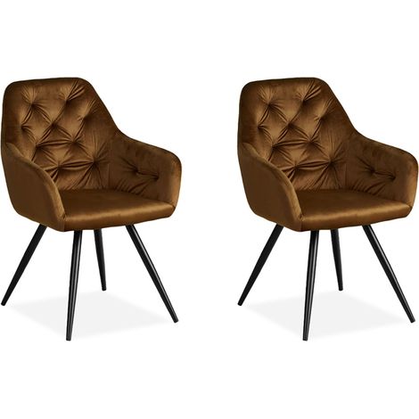 Juego de 2 sillas de salón comedor con cómoda funda de terciopelo en marrón CDS06105 (1/5)