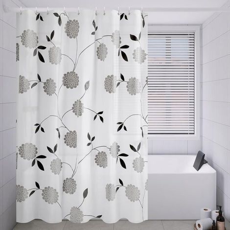 (180x200CM) Rideau de Douche Motif de Fleurs Extra Large Large Rideau de Salle de Bain Goutte Rideau de Douche Imperméable et A (1/4)