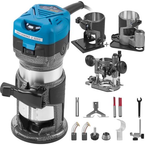 Défonceuse électrique 710W 30 000 tr/min, kit de toupie à bois avec 4 semelles, vitesse variable, outil compact pour lamellé (1/5)