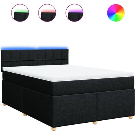 Maison Exclusive - Giroletto a Molle con Materasso Nero 140x190 cm in Tessuto (1/5)