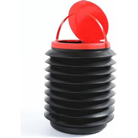 1 article - Opvouwbare vuilnisbak - 4L - Emeroir télescopique multifonction pour l'utilisation de la voiture - Draagbaar - Avec couvercle - Noir et rouge (1/5)