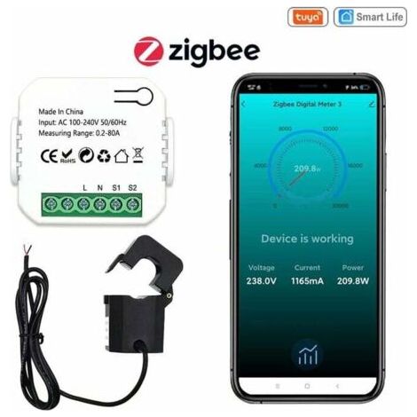 Compteur d'énergie 80A – Moniteur ZigBee pour consommation électrique – Suivi temps réel via application – Automatisation avec dispositifs Tuya (1/5)