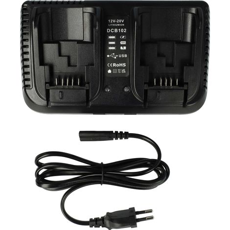 vhbw Chargeur double compatible avec Dewalt DCD785L2, DCD790, DCD790D2, DCD795, DCD980L2, DCD980M2, DCD985 batteries Li-ion d'outils