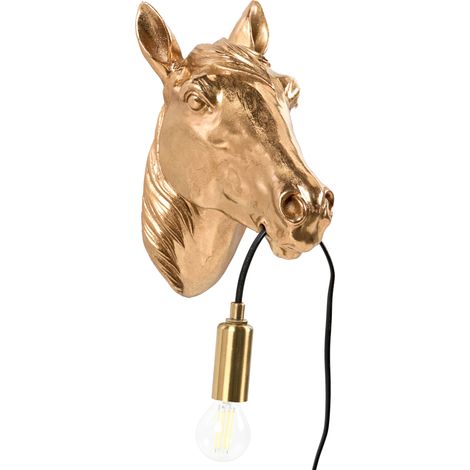 Lámpara de pared con temática animal caballo lámpara de noche lámpara de lectura para dormitorio dorada Philippe