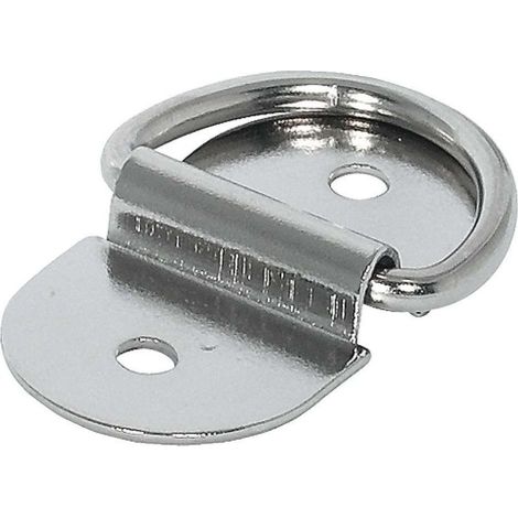 Anello a D pieghevole in acciaio nichelato con fissaggio a vite – Dimensioni 47 x 25 mm – Per fissare rimorchi, amache, mobili (1/2)
