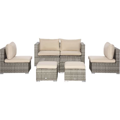 Outsunny Salotto da Giardino 8 Pezzi con Poltrone Tavolini e Sgabelli