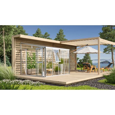 Vitavia Anlehn-Gewächshaus "Athena 7000" aluminium 7,0 m² 3 mm ESG, 10 mm HKP (1/5)
