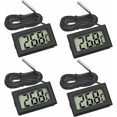 Thermomètre numérique LCD moniteur de température avec sonde externe pour réfrigérateur congélateur réfrigérateur aquarium (4x noir) (1/5)