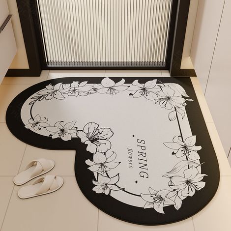 Rutschfeste Diatomeenerde-Bodenmatte für das Badezimmer – 80 x 80 cm, elegantes Herzdesign, ideal unter Waschbecken und WC, schnelle Absorption und schnelles Trocknen
