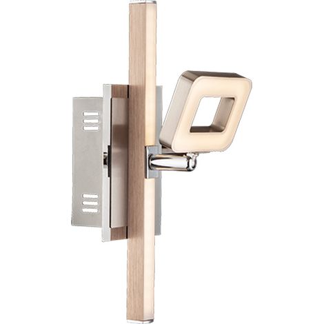 Applique murale orientable avec interrupteur, éclairage d'escalier LED, chrome nickel mat, 1x LED 6W 540Lm blanc chaud, LxlxH 25x7x15,5 cm