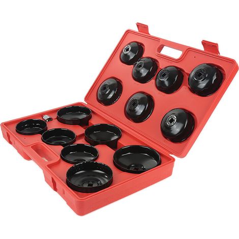 Kit Coiffes Filtre à Huile 14 pcs. Clés de Filtre à Huile Adaptateur Inclus dans Une Boite à Outil
