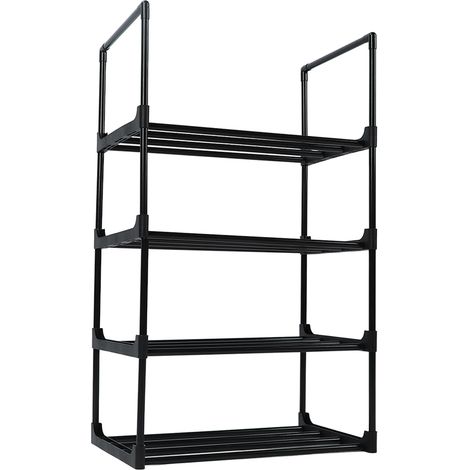 Étagère à chaussures multifonctionnelle à plusieurs niveaux et grande capacité pour dressing, hall, chambre, entrée, 1 colonne, 4 niveaux (1/5)