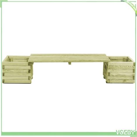 Banc de jardin à jardinières - FAFEICY - 44949 - Pin imprégné - Vert - 196x40x36 cm (1/5)