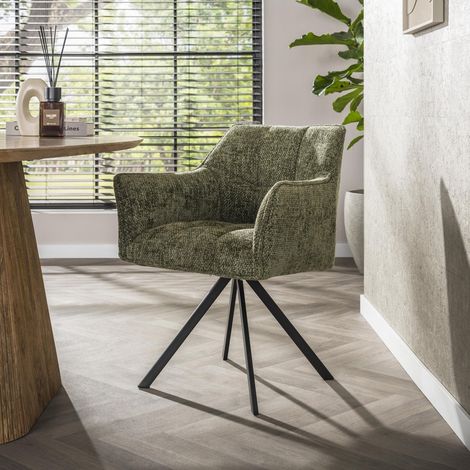 Drehbarer Esszimmerstuhl Lino Chenille Hoven Green