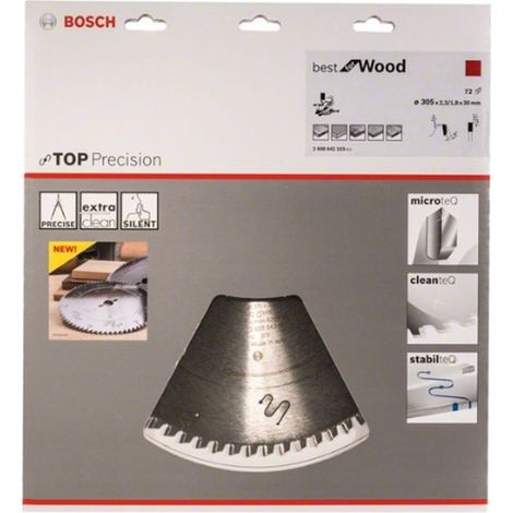 Bosch  hoja  de  sierra  circular  Top  Precision  Best  for  Wood,  305  x  30  x  2,3  mm,  72  -  2608642103