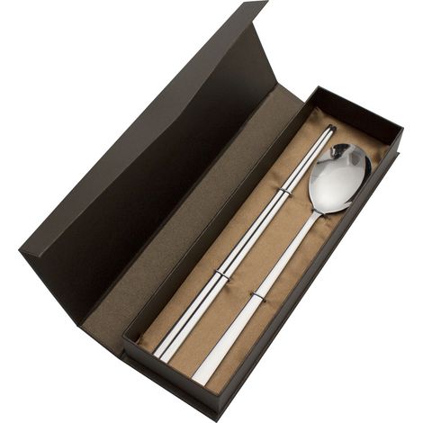(Argent - Ensemble de 2 pièces) Cuillère, baguettes et couverts en acier inoxydable
