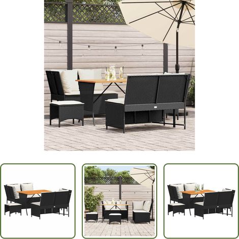vidaXL Set Divani da Giardino 5 pz con Cuscini in Polyrattan Nero (1/5)