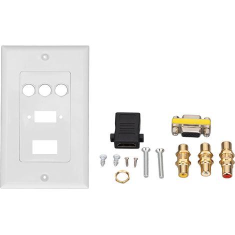 Prise Murale Multimédia avec Connexions VGA, 3 RCA, Ethernet et Coaxial - Interface de Connexion Universelle