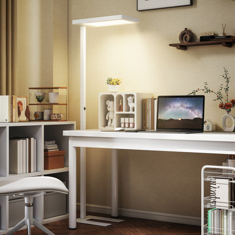 Lampada da terra a LED dimmerabile per soggiorno, spettro completo, per la protezione degli occhi, con telecomando, 60 x 32 x 196 cm, bianca