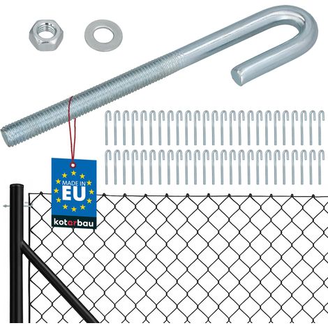 KOTARBAU® Lot de 50 Tendeur Grillage M10, Tendeur Cable pour Clôture, Acier Galvanisé, Crochet Fileté avec Écrou et Rondelle, Tendeur Fil de Fer, Argenté, Ouvert (1/5)
