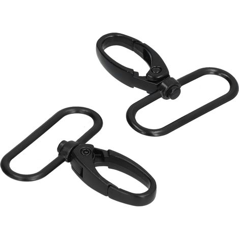 Lot de 20 fermoirs mousquetons rotatifs en métal noir pour la création de sacs à main, hamacs, porte-clés et autres objets artisanaux. (1/5)