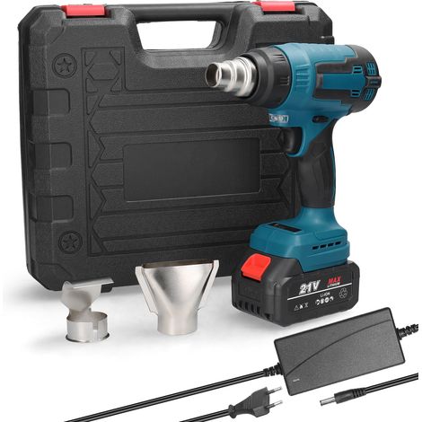 Machine de chauffage à air chaud portable sans fil, rechargeable au lithium, outil de chauffage haute température avec 3 buses pour le thermo-rétractable et le gainage PVC. (1/5)