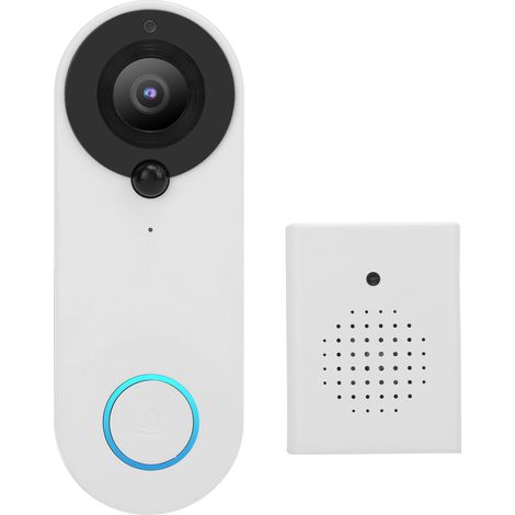 Sonnette connectée 1080p sans fil avec audio bidirectionnel, protection antivol, rechargeable et vision nocturne infrarouge. (1/5)