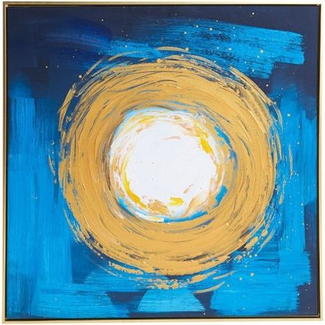 Quadro olio su tela vortice con cornice colore oro 80x80 cm