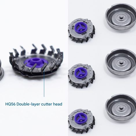 4 jeux de têtes de rasage, compatibles avec les accessoires du rasoir à double lame Philips HQ56, HQ30, HQ46, HQ902 et HQ851. (1/4)