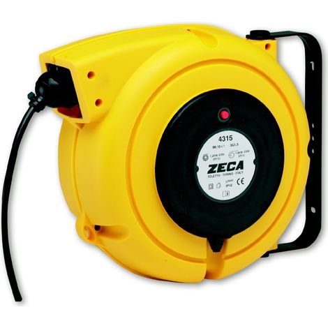 Enrouleur de câble 8 m 4G 2,5 mm² 400V Polypropylène avec enrouleur automatique et support mural pivotant Zeca 4425 (1/2)