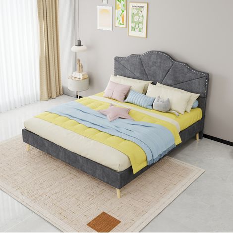 Letto matrimoniale imbottito in tessuto 160x200 OKMYHOME (1/5)