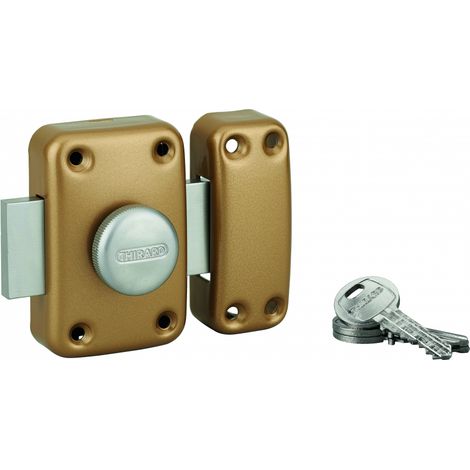 Chiavistello di sicurezza CAPITAL con pomolo e cilindro 50 mm, finitura finitura epossidica oro, 3 chiavi – THIRARD (1/2)