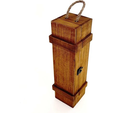 Caisse en sapin bruni pour 1 bouteille, 37 x 11,5 x 10 cm, lot de 5