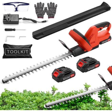Heckenschere Akku Profi Hecken, Elektro Heckenschere Elektrischer Heckenschneider mit 2 Akkus und Ladegerät, 50cm Schnittlänge, 17mm Zahnabstand, Dual Schnittklingen, für Hecken, Strauch, Gartenpflege (1/5)