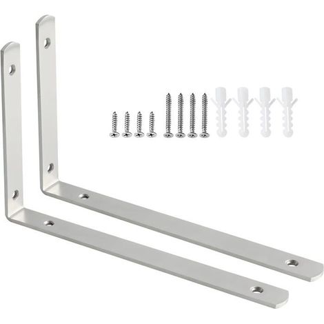 2 supports d'étagère murale Acier inoxydable brossé Conception robuste L Pour cuisine ou bureau G (1/5)