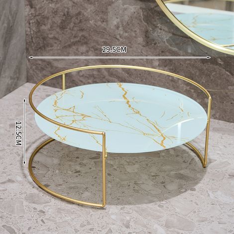 Boîte de rangement en fer forgé pour cosmétiques de salle de bain, étagère de bureau pour rouges à lèvres, produits de soin de la peau, étagère de rangement pour cage à oiseaux (grande étagère ronde p (1/5)