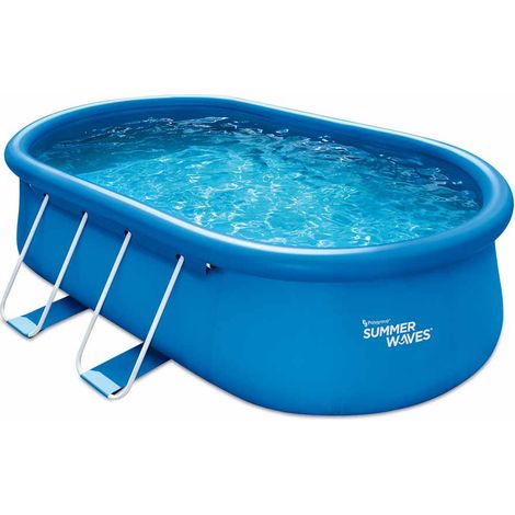 Summer Waves Quick Up Pool aufblasbarer Pool oval Inkl. Zubehör Blau 457x305x107 cm