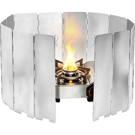 Pare-vent, réchaud à gaz, 14 plaques pliable, coupe-vent, 135 x 24 cm, avec sac de transport noir, léger, inoxydable et idéal pour l'extérieur, le barbecue et le camping (1/5)