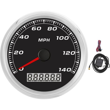 Compteur de vitesse GPS 3,3 pouces 140 MPH Odomètre Écran LCD Rétroéclairage Rouge Étanche IP67 Universel (1/5)