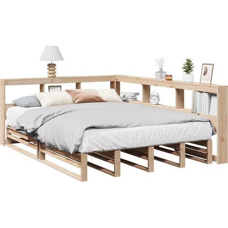 Massivholzbett mit Regal ohne Matratze 150x200 cm Kiefer vidaXL (1/5)