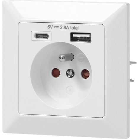 Orno presa singola 2P+Z, USB-A + USB-C (1/5)